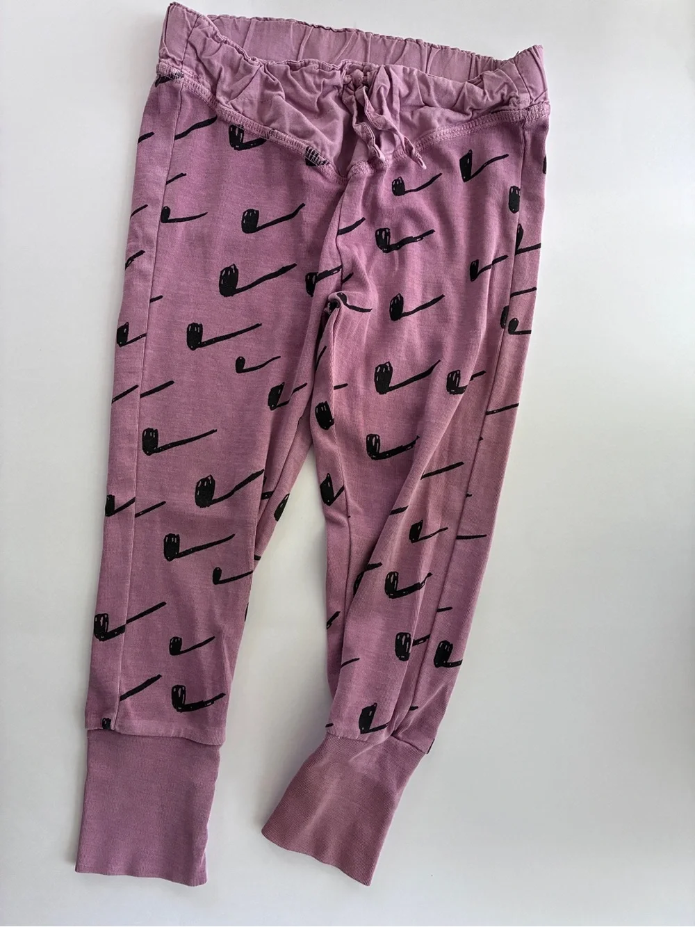 EUC T.A.O Mauve Lounge Pants with Black Pipe print 4y